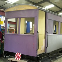 Image:- Ashover Coach No.4 showing new cladding and canvas fitted on roof
