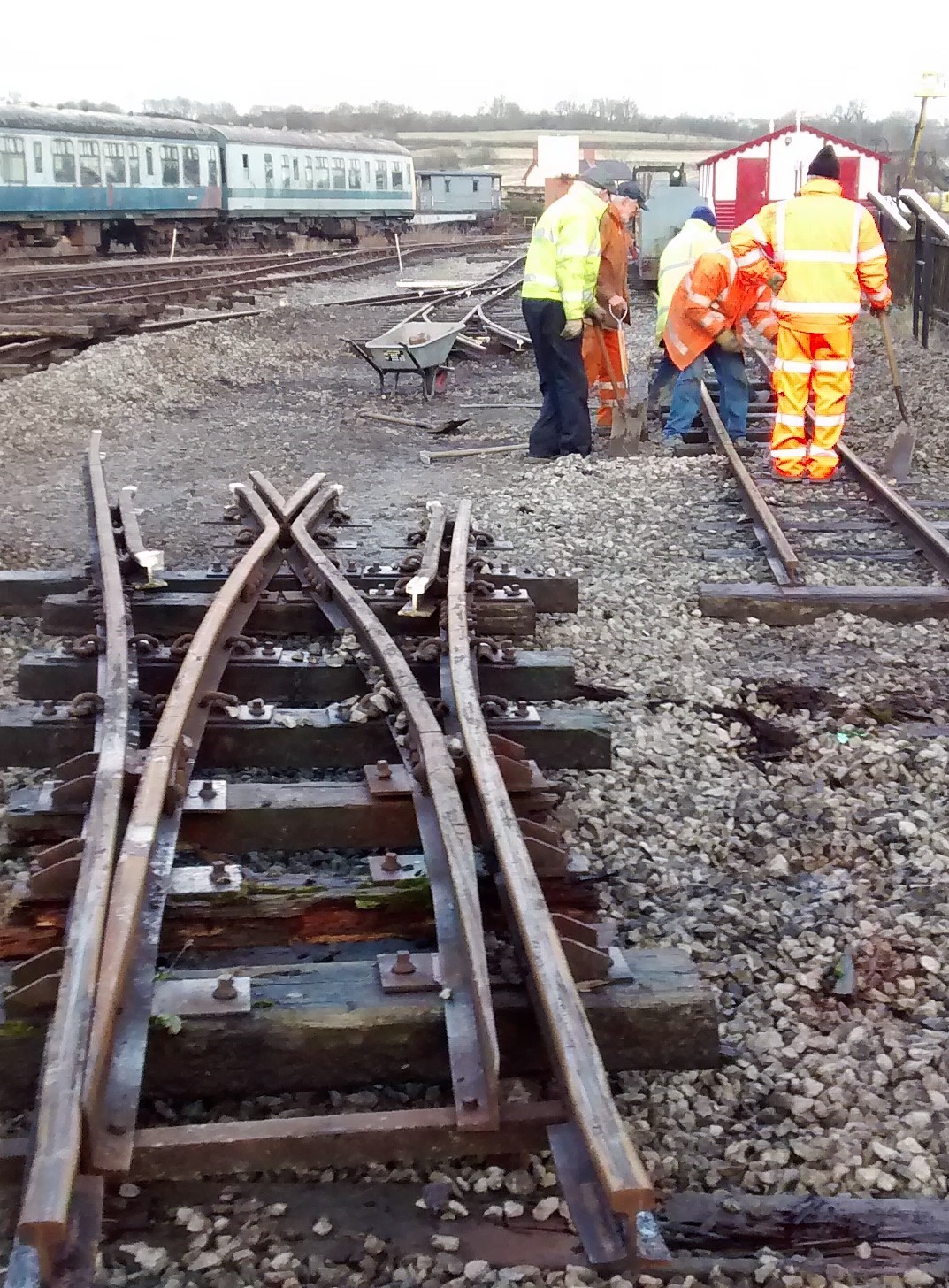 Image:- new point being laid at Butterley park station