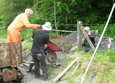 Image:- First pour of concrete for the bridge foundations