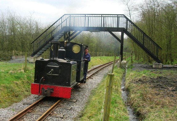 Image:- ex Berry Hill Footbridge, with steam loco Joan passing underneath