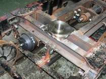 Image:- Machined centre pivot, welded on top of Ashover bogie
