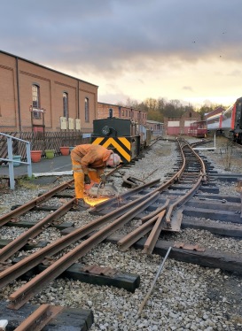 Image:- cutting rail with still saw