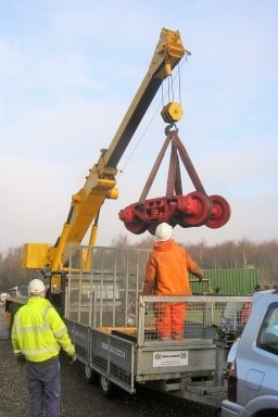 Bogie being craned on to trailer
