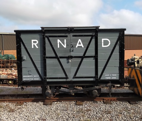 image:- Newly restored RNAD Waggon standing outside the Running Shed.