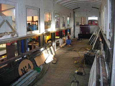 interior view of partially stripped coach