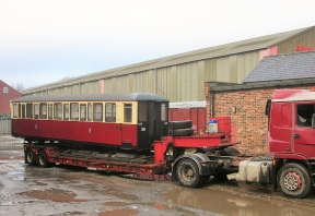 Carriage 119 on lowloader before being unloaded